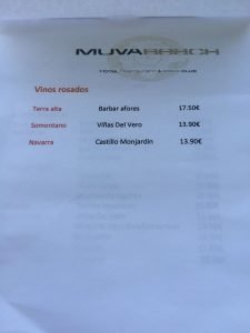 Carta Vinos - Muva Beach Restaurant